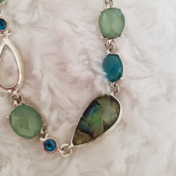 Three piece silver and green jewelry set - Picture 4 of 7